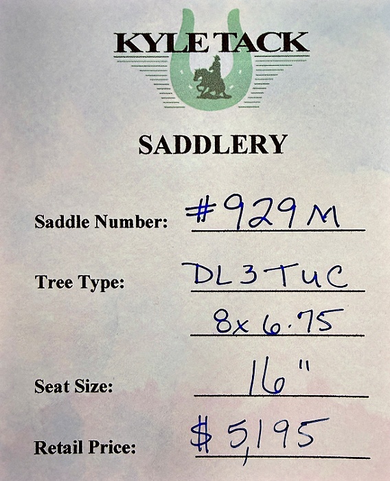 #929M - 16" - Kyle Tack Saddle - Image 2